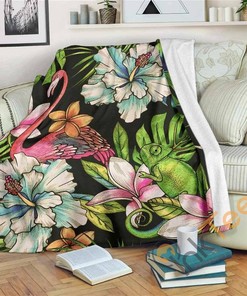 Hawaiian Aloha Tropical Pattern Sherpa Fleece Blanket Gifts for Family, for Couple
