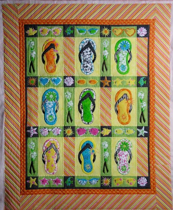 Hawaiian Flip Flops Quilt Blanket Bedding Set for Home Décor