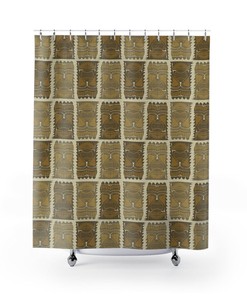 Hawaiian Tiki Idol Tropical Pattern Mid Century Modern Shower Curtain for 5 or 6 Retro Island Bathroom Decor
