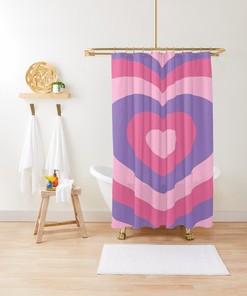 Heart Shapes Shower Curtain, Pink Curtain, Pink Decor, Abstract Shower Curtain, Eco-Friendly Material, Abstract Decor