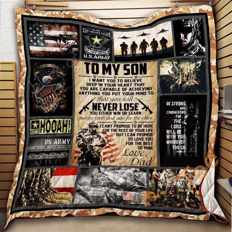 Heartwarming Gift for Son: Personalized U.S. Army Quilt Blanket Bedding Set
