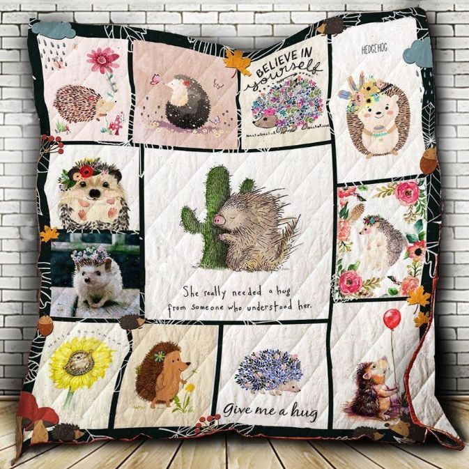 Hedgehog Give Me A Hug Cute Quilt Blanket Bedding Set