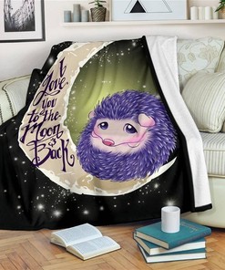 Hedgehog I Love You To The Moon And Back Sherpa Fleece Blanket Gifts for Family, for Couple