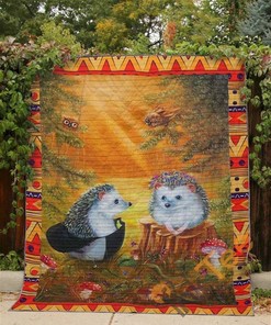 Hedgehog Out Of The Night Quilt Blanket Bedding Set