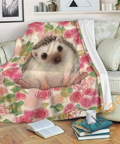 Hedgehog Sherpa Fleece Blanket Gifts for Family, for Couple
