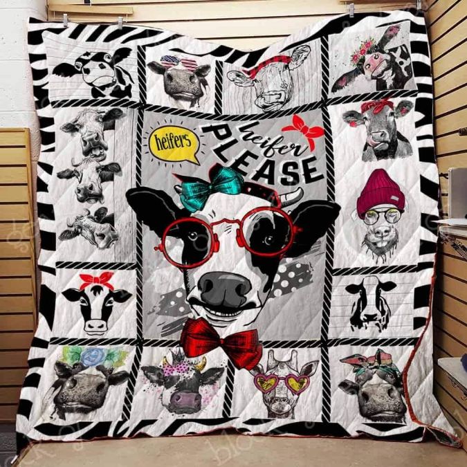 Heifer Please Heifer Funny Quilt Blanket Bedding Set