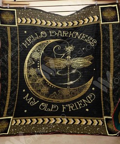 Hello Darkness My Old Friend Hippie Dragonfly Quilt Blanket Bedding Set