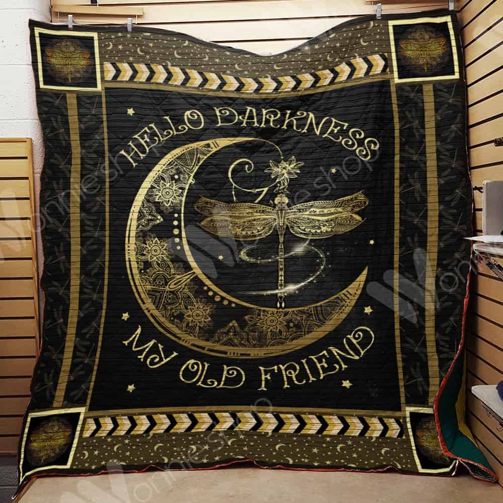 Hello Darkness My Old Friend Hippie Dragonfly Quilt Blanket Bedding Set