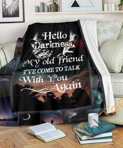 Hello Darkness Sherpa Fleece Blanket Gifts for Family, for Couple