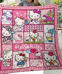 Hello Kitty Blanket Gift For Fans Cartoon Movie Quilt With Pilliwcase Option