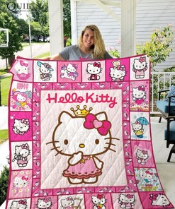 Hello Kitty Pattern Pink Quilt Blanket Bedding Set