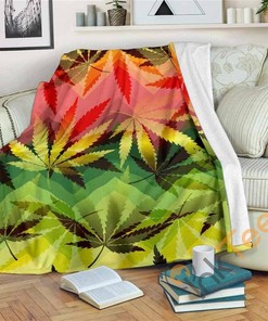 Hemp Leaf Reggae Pattern Sherpa Fleece Blanket Gifts for Family, for Couple