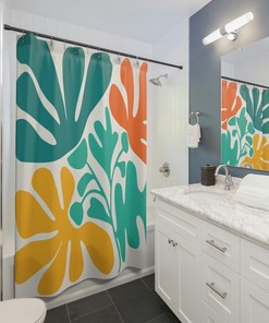 Henri Matisse Flower Shower Curtain, Boho Abstract Bathroom decor, Floral Shower Curtain, Matisse Shower Curtain, Vintage Shower Curtain,