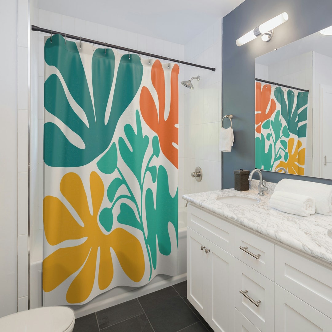 Henri Matisse Flower Shower Curtain, Boho Abstract Bathroom Decor, Floral Shower Curtain, Matisse Shower Curtain, Vintage Shower Curtain
