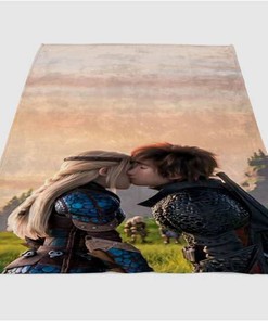 Hiccup And Astrid Wallapper Sherpa Fleece Blanket Gifts for Family, for Couple