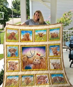 Highland Cows Cute Quilt Blanket Bedding Set for Home Décor
