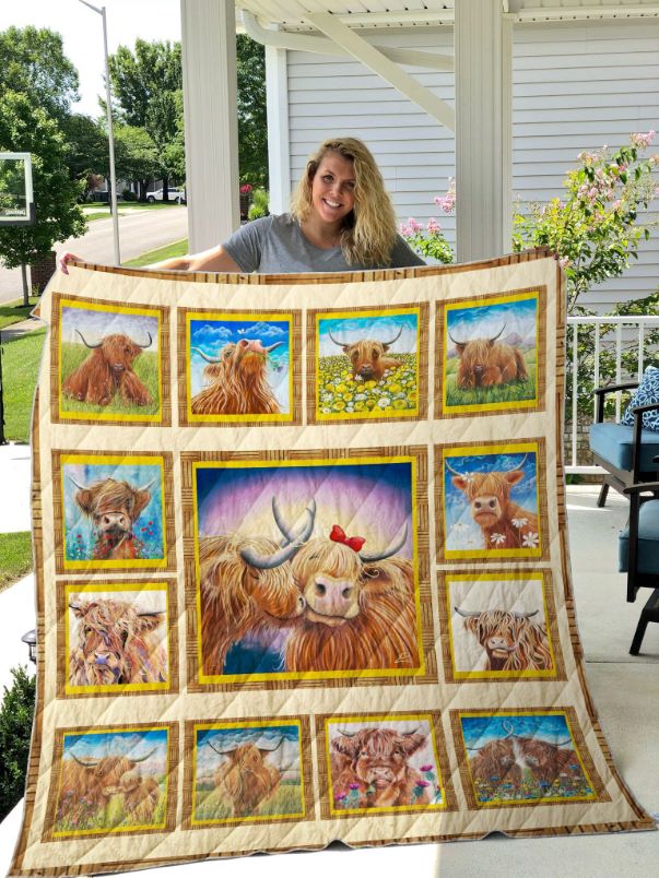 Highland Cows Cute Quilt Blanket Bedding Set for Home Décor