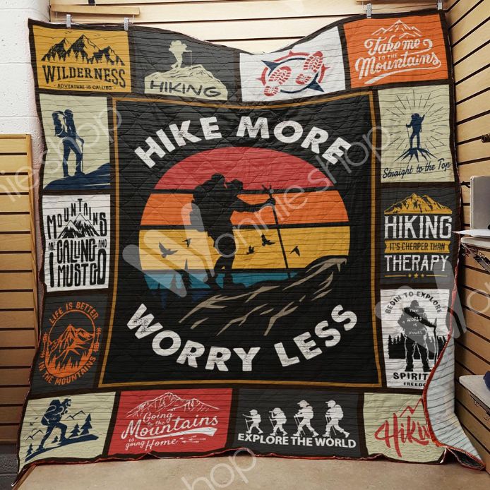 Hike More Worry Less Hiking Quilt Blanket Bedding Set