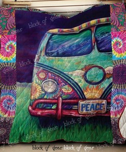 Hippie Bus Quilt Blanket Bedding Set for Home Décor