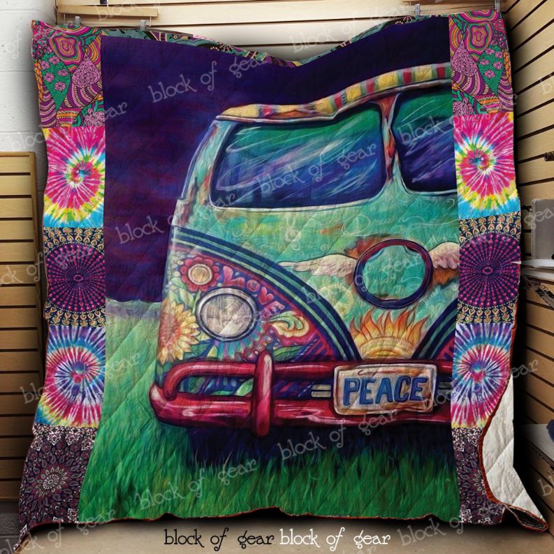Hippie Bus Quilt Blanket Bedding Set for Home Décor