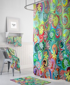 Hippie Chic Floral Shower Curtain and Bathroom Set Options