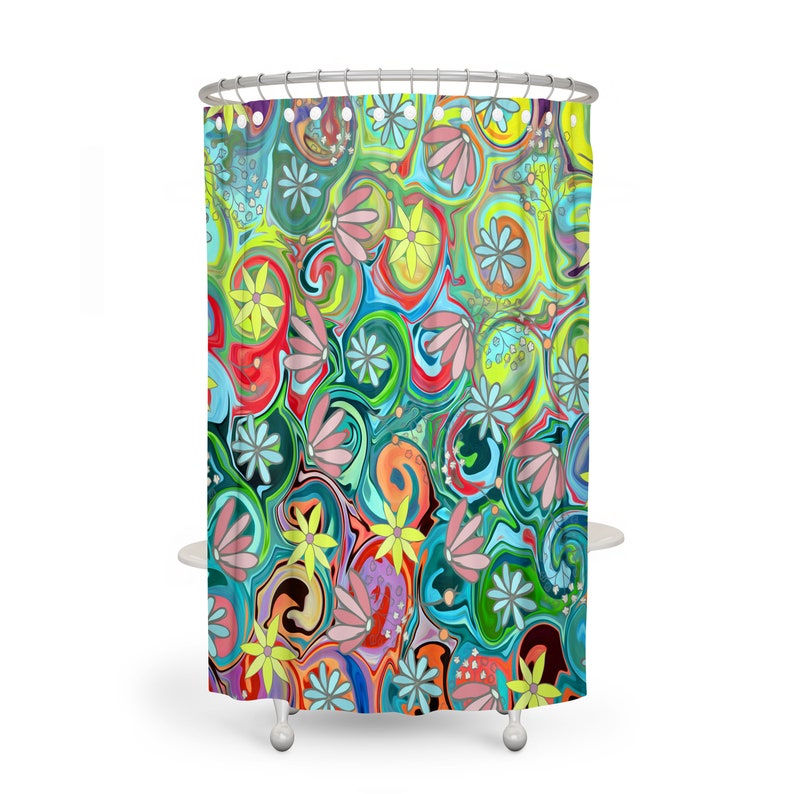 Hippie Chic Floral Shower Curtain and Bathroom Set Options - Image 2
