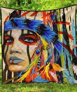 Hippie Girl Native Premium Quilt
