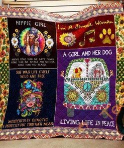 Hippie Girl Quilt Blanket Bedding Set