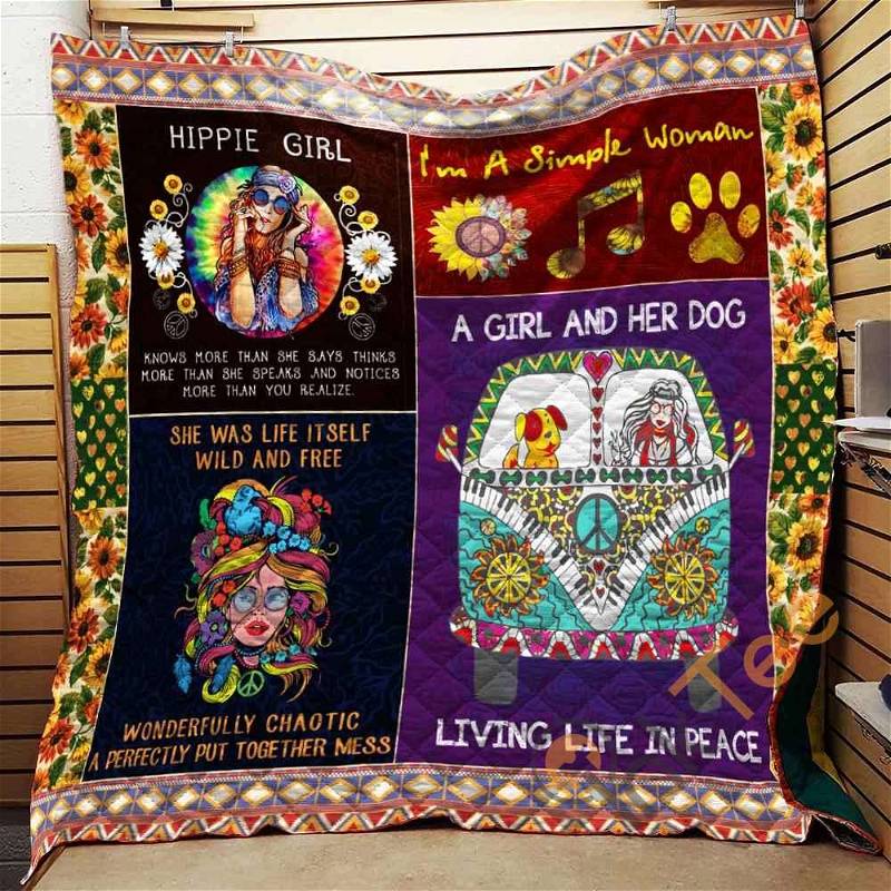 Hippie Girl Quilt Blanket Bedding Set