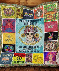 Hippie Girl Quilt Blanket Bedding Set With Pilliwcases Option