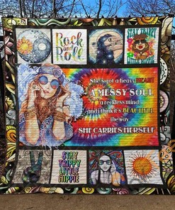Hippie Girl She's Got A Heavy Heart A Messy Soul Quilt Blanket Bedding Set