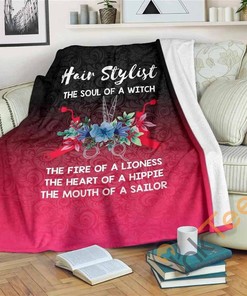 Hippie Hair Stylist Sherpa Fleece Blanket Gifts for Family, for Couple