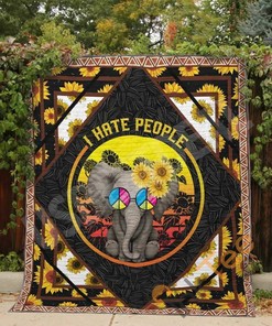 Hippie I Hate People Quilt Blanket Bedding Set