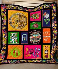Hippie Love Peace Joy Quilt Blanket Bedding Set