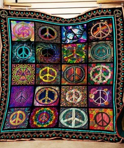Hippie Peace Symbol Hippie Quilt Blanket
