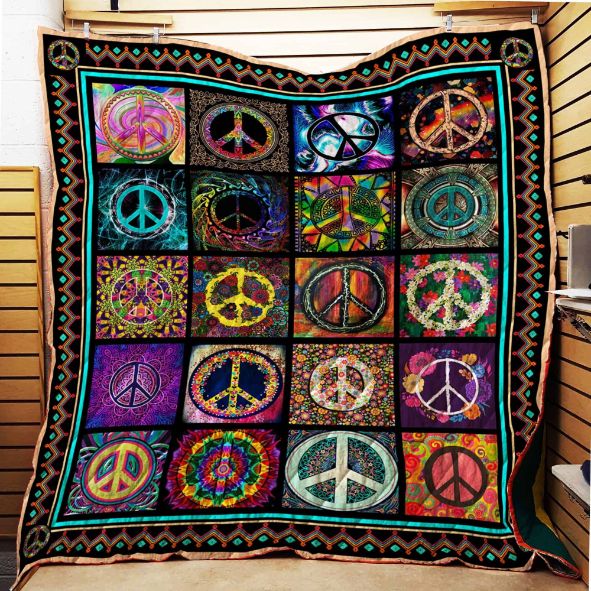 Hippie Peace Symbol Hippie Quilt Blanket Bedding Set