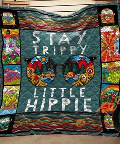 Hippie Stay Trippy Little Hippie Adventures Through Glasses Quilt Blanket Bedding Set