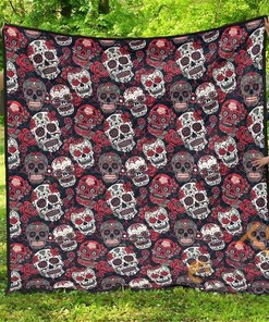 Hippie Sugar Skull Rose Premium Quilt