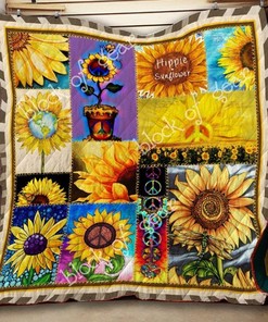 Hippie Sunflower Quilt Blanket Bedding Set for Home Décor