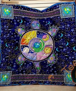 Hippie Turtle Quilt Blanket Bedding Set