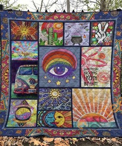 Hippie Ver8 Themed Quilt Blanket and Bedding Set with 2 Pillowcases