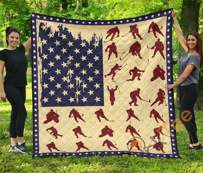 Hockey Flag Premium Quilt Blanket Bedding Set