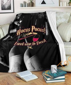 Hocus Pocus I Need Wine To Focus Sherpa Fleece Blanket Gifts for Family, for Couple