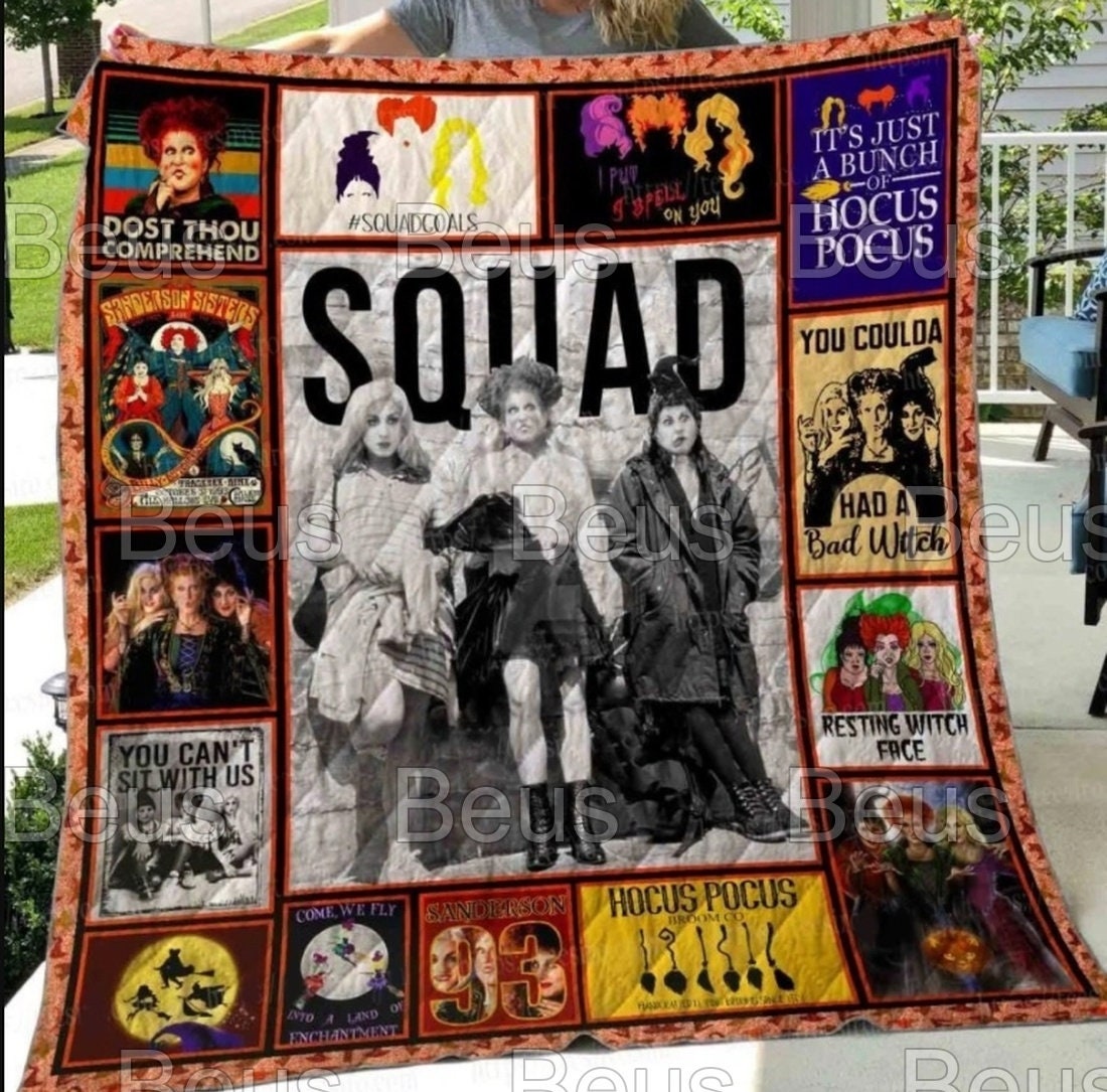 Hocus Pocus Squad Funny Halloween Lover Gift Quilt Blanket Bedding Set