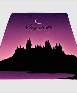 Hogwarts Silhouette Sherpa Fleece Blanket Gifts for Family, for Couple