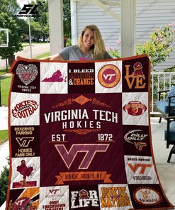 Hokies Combined Virginia Ncaa Quilt Blanket Bedding Set