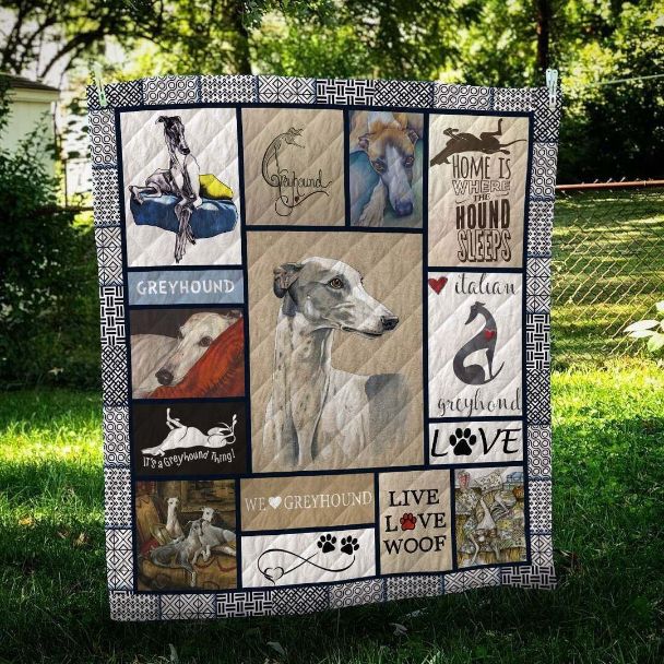 Home Is Where The Greyhound Sleeps Quilt Blanket