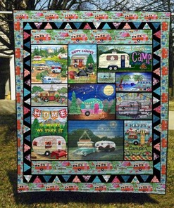 Home Is Where We Park It Happy Camper Fleece Blanket Quilt Blanket Bedding Set Birthday Christmas Family's From Parents To Son From Parents To