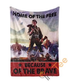 Home Of The Free Because Of The Brave Sherpa Fleece Blanket Gifts for Family, for Couple