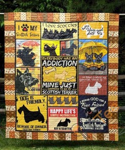 Homely Home Is Where My Scottie Is Quilt Blanket Bedding Set with 2 Pillowcases